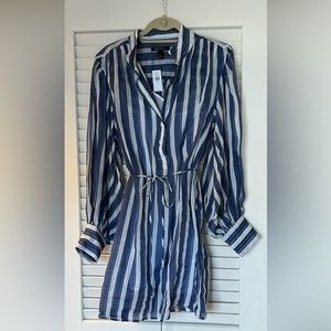 NWT!!  Banana Republic Ramie Popover striped shirt dress size M